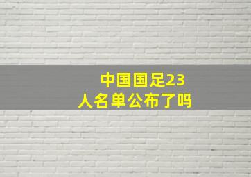 中国国足23人名单公布了吗