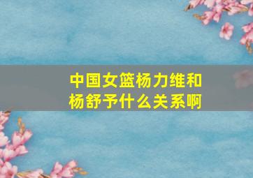 中国女篮杨力维和杨舒予什么关系啊