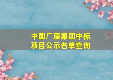 中国广厦集团中标项目公示名单查询