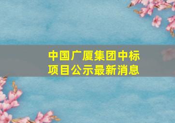 中国广厦集团中标项目公示最新消息