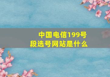 中国电信199号段选号网站是什么