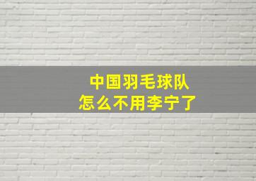 中国羽毛球队怎么不用李宁了