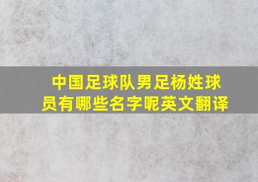 中国足球队男足杨姓球员有哪些名字呢英文翻译