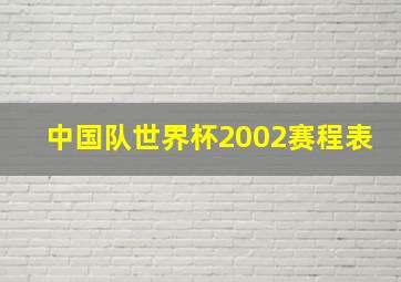 中国队世界杯2002赛程表