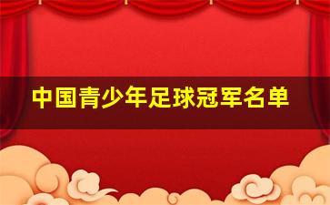 中国青少年足球冠军名单