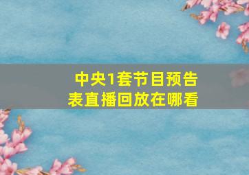 中央1套节目预告表直播回放在哪看