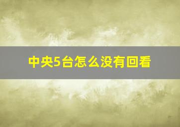 中央5台怎么没有回看