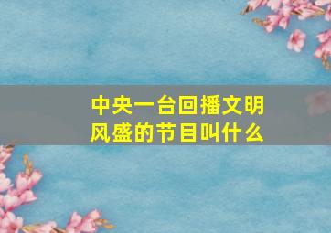 中央一台回播文明风盛的节目叫什么