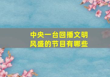 中央一台回播文明风盛的节目有哪些