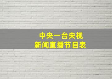 中央一台央视新闻直播节目表