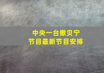 中央一台撒贝宁节目最新节目安排