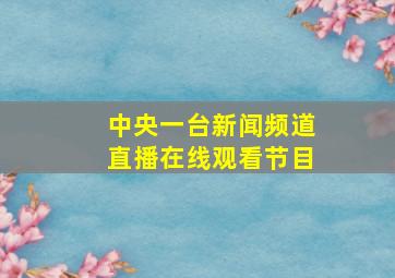 中央一台新闻频道直播在线观看节目