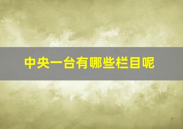 中央一台有哪些栏目呢