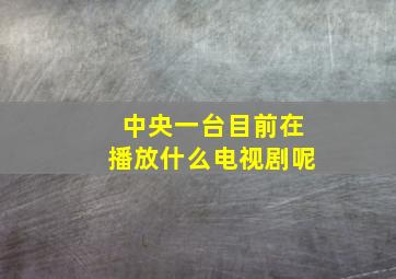 中央一台目前在播放什么电视剧呢