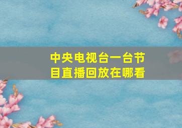 中央电视台一台节目直播回放在哪看