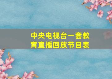 中央电视台一套教育直播回放节目表