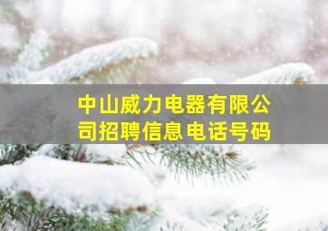 中山威力电器有限公司招聘信息电话号码