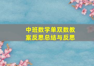 中班数学单双数教案反思总结与反思