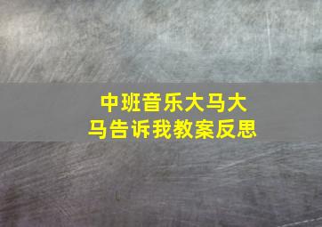 中班音乐大马大马告诉我教案反思