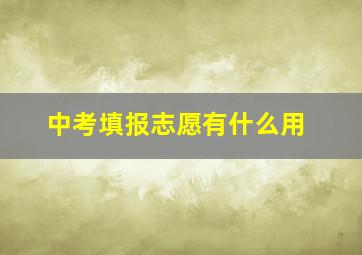 中考填报志愿有什么用