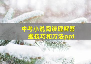 中考小说阅读理解答题技巧和方法ppt