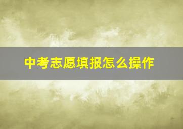 中考志愿填报怎么操作