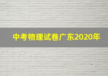 中考物理试卷广东2020年