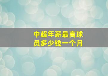 中超年薪最高球员多少钱一个月