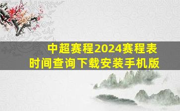 中超赛程2024赛程表时间查询下载安装手机版