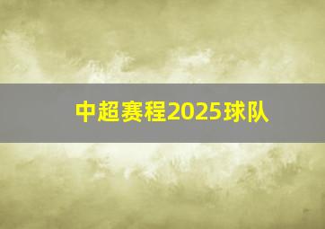 中超赛程2025球队