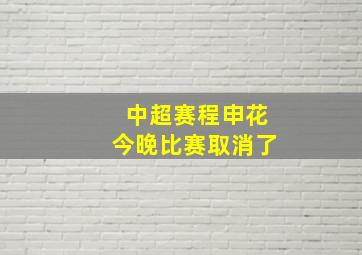 中超赛程申花今晚比赛取消了