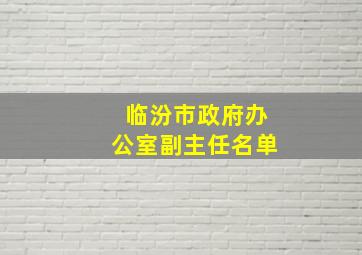 临汾市政府办公室副主任名单