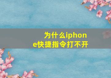 为什么iphone快捷指令打不开