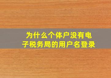 为什么个体户没有电子税务局的用户名登录