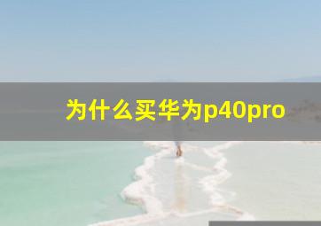 为什么买华为p40pro