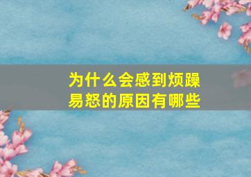 为什么会感到烦躁易怒的原因有哪些