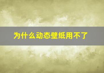 为什么动态壁纸用不了