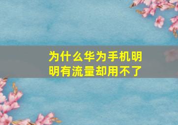 为什么华为手机明明有流量却用不了