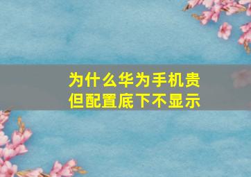 为什么华为手机贵但配置底下不显示