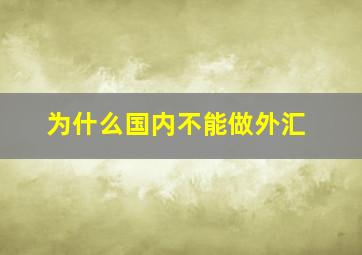 为什么国内不能做外汇