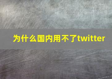 为什么国内用不了twitter