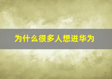 为什么很多人想进华为