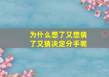 为什么想了又想猜了又猜决定分手呢