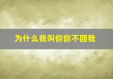 为什么我叫你你不回我