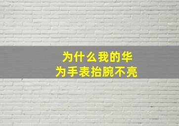 为什么我的华为手表抬腕不亮