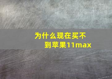 为什么现在买不到苹果11max