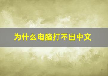 为什么电脑打不出中文