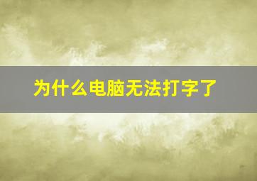 为什么电脑无法打字了