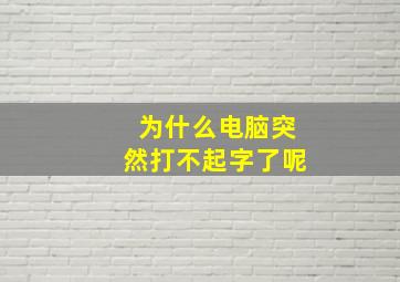 为什么电脑突然打不起字了呢