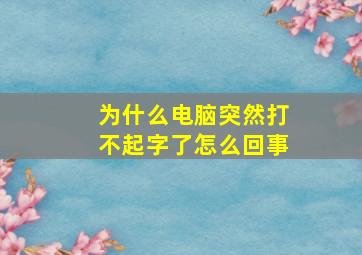 为什么电脑突然打不起字了怎么回事